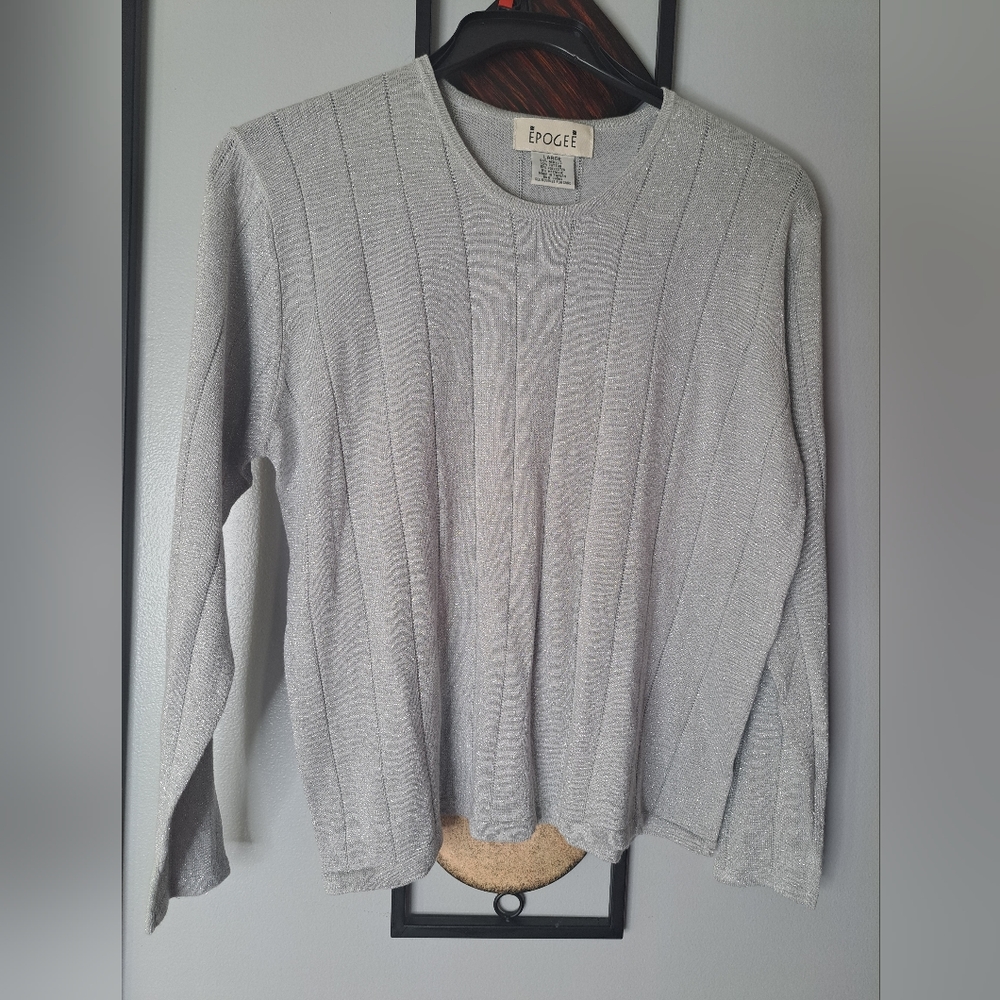 Epogee Sweater Top Women Metallic Pullover Long Sleeves Size Large